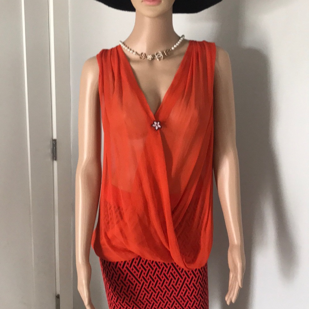 Chiffon Orange cropped top blouse